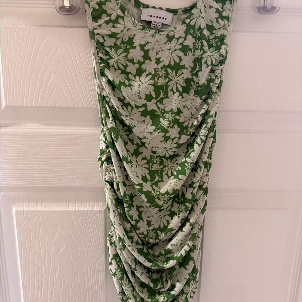 Topshop Green and White Floral Mini Dress